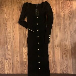 Elegant Black Long Sleeve Dress